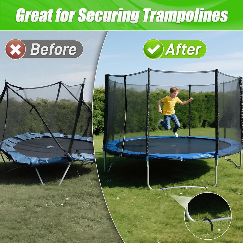 Anothera 8 Pack Trampoline Stakes Anchors High Wind, 12 Inches Tent Stakes Heavy Duty, Galvanized Steel Ground Stakes Kit, U Shaped Rebar Stakes for Trampoline, Tents, Fence - Image 4